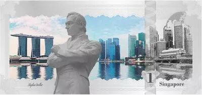 Iles Cook Singapour  - Skyline collection -1 Dollar Argent Couleur 2017