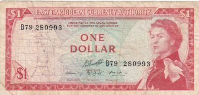 Iles des Cara�bes 1 Dollar - Elisabeth II - Plage, cocotier - 1965  - B79