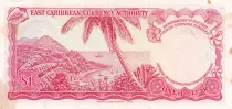 Iles des Cara&iuml;bes 1 Dollar,  Elisabeth II - Plage, cocotier - 1965 - P.13h - SUP - Lettre A