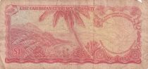 Iles des Caraïbes 1 Dollar, Elisabeth II - Plage, cocotier - 1965 - Série B81