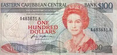 Iles des Cara�bes 100 Dollars - Elisabeth II - Bateau, paysage - ND (1986-1988) - S�rie A - P.20a
