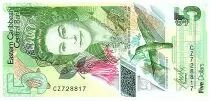 Iles des Cara&iuml;bes 5 Dollars - Elizabeth II - Cascades de Trafalgar - 2021