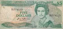 Iles des Cara&iuml;bes 5 Dollars Elisabeth II - Anguilla - 1988 - Suffixe D