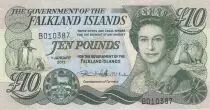 Iles Falkland 10 Pounds, Elisabeth II, pingouins - Village  - 2011