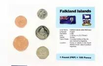 Iles Falkland Blister 5 monnaies ILES FALKLAND / ILES MALOUINES (1 penny &agrave; 20 pence)