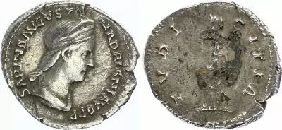 Imperio Romano Denarius,  Sabina - 131 Rome - PVDICITIA - F to VF