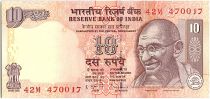 Inde 10 Rupees,  Mahatma Gandhi - Animals - 2011 - P.95 Lettre S