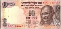Inde 10 Rupees, Mahatma Gandhi - Animaux - 1996 - P.89 a