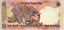 Inde 10 Rupees, Mahatma Gandhi - Animaux - 1996 - P.89 a