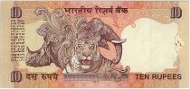 Inde 10 Rupees, Mahatma Gandhi - Animaux - 2010 - P.95 Lettre A