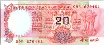 Inde 20 Rupees, Colonne aux Lions - Roue du temps - 1985 - P.82 h