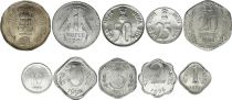 Inde SET.1 Série 10 pièces 1 Paise à 2 Rupees