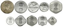 Inde SET.1 Série 10 pièces 1 Paise à 2 Rupees