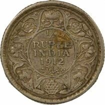 Indes Britanniques George V - 1/4 Roupie Argent - 1912 . Bombay