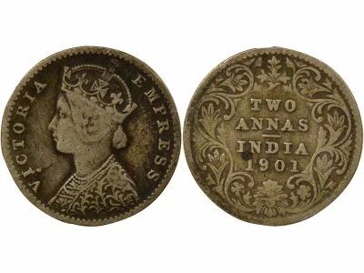 Indes Britanniques Victoria - 2 Silver Annas - 1901 C Calcutta