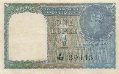 India 1 Rupee - George VI - ND (1944) - P.25a