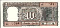 India 10 Rupees,  Ashoka column - Ghandi - 19(69-70) - P.69 b