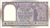 India 10 Rupees,  Lion capital of Ashoka -  Dhow - 1949-57  - P.38 - N 79