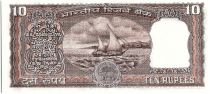 India 10 Rupees, Ashoka column - Dhow  - 19(85-90)  - P.60 l