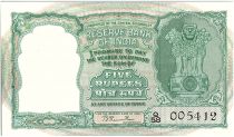 India 5 Rupees, Ashoka Column- Antelopes - 19(57-62)  - P.34 Scarse