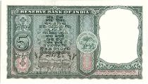 India 5 Rupees, Ashoka Column- Antelopes - 1967  - P.36 a