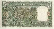 India 5 Rupees, Ashoka Column- Antelopes - 1970  - P.55