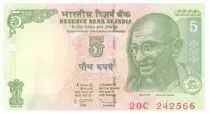 India 5 Rupees Mahatma Gandhi - 2009