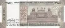 India 500 Rupees, Mahatma Gandhi - 2017 Serial 2TD - low number 000002