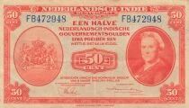 India Neerlandesa 50 Cent - Wilhelmina - 02-03-1943 - P.110