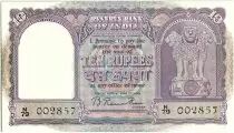 Indien 10 Rupees,  Lion capital of Ashoka -  Dhow - 1949-57  - P.38 - N 79