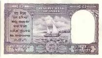Indien 10 Rupees,  Lion capital of Ashoka -  Dhow - 1949-57  - P.38 - N 79