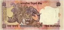 Indien 10 Rupees,  Mahatma Gandhi - Animals - 1996 - P.89 a