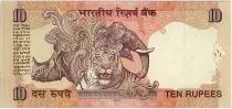 Indien 10 Rupees,  Mahatma Gandhi - Animals - 2010 - P.95 Lettre A