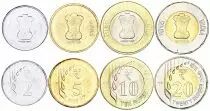 Indien 2,5,10 and 20 Rupees - Set of 4 Coins - 2020-2021 - AU