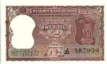 Indien 2 Rupees, Ashoka Column - Tiger - 1967-70  - P.51 b