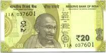 Indien 20 Rupees, Mahatma Gandhi - 2019 - UNC