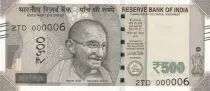 Indien 500 Rupees, Mahatma Gandhi - 2017 Serial 2TD - low number 000006