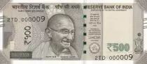 Indien 500 Rupees, Mahatma Gandhi - 2017 Serial 2TD - low number 000009