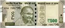 Indien 500 Rupees, Mahatma Gandhi - Red Fort 2019 - Serial 8BW