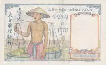 Indo-Chine Fr. 1 Piastre - Femme - Temple - ND (1949) - S&eacute;rie R.8060 - P.54e