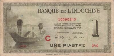 Indo-Chine Fr. 1 Piastre - Lettre C - ND (1945-1951) - P.76