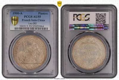 Indo-Chine Fr. 1 Piastre Libert� assise - 1900 A - PCGS AU 55 - Lec 282