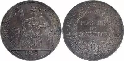 Indo-Chine Fr. 1 Piastre Libert� assise - 1922 H Heaton - Argent - TTB - KM.5a