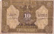 Indo-Chine Fr. 10 Cents - Brun - ND (1942) - Série AY - P.89a