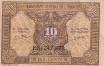 Indo-Chine Fr. 10 Cents - Brun - ND (1942) - Série RX - P.89a