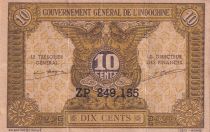 Indo-Chine Fr. 10 Cents - Brun - ND (1942) - Série ZP - P.89a