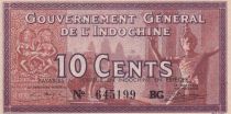Indo-Chine Fr. 10 Cents - Eléphants - ND (1942) - Série BG - P.85c