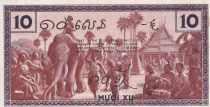 Indo-Chine Fr. 10 Cents - Eléphants - ND (1942) - Série DD - P.85d