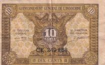 Indo-Chine Fr. 10 Cents - Gouvernement G&eacute;n&eacute;ral de l\'Indochine - 1942 - S&eacute;ries CK