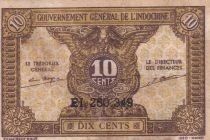 Indo-Chine Fr. 10 Cents - Gouvernement G&eacute;n&eacute;ral de l\'Indochine - 1942 - S&eacute;ries EI